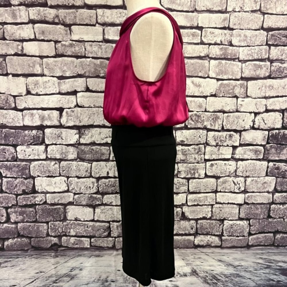 MNG By Mango Purple & Black Sleeveless Cowl Neck Dress Size 8 - Picture 4 of 10